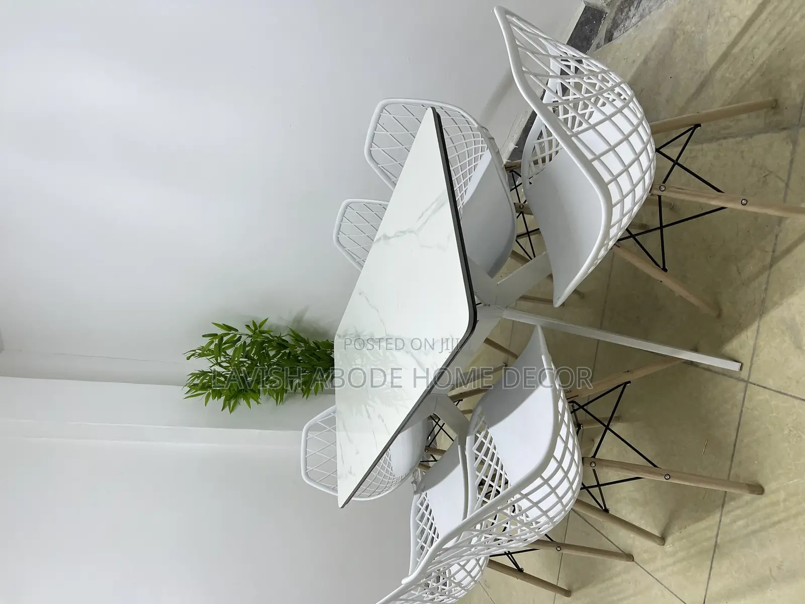 6 Seater Dining Table Marble Stone Table White Eames Chairs