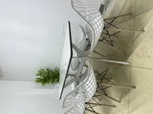 6 Seater Dining Table Marble Stone Table White Eames Chairs