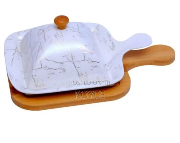 Ceramic Butter Dish With Bamboo Base - thumbnail 2
