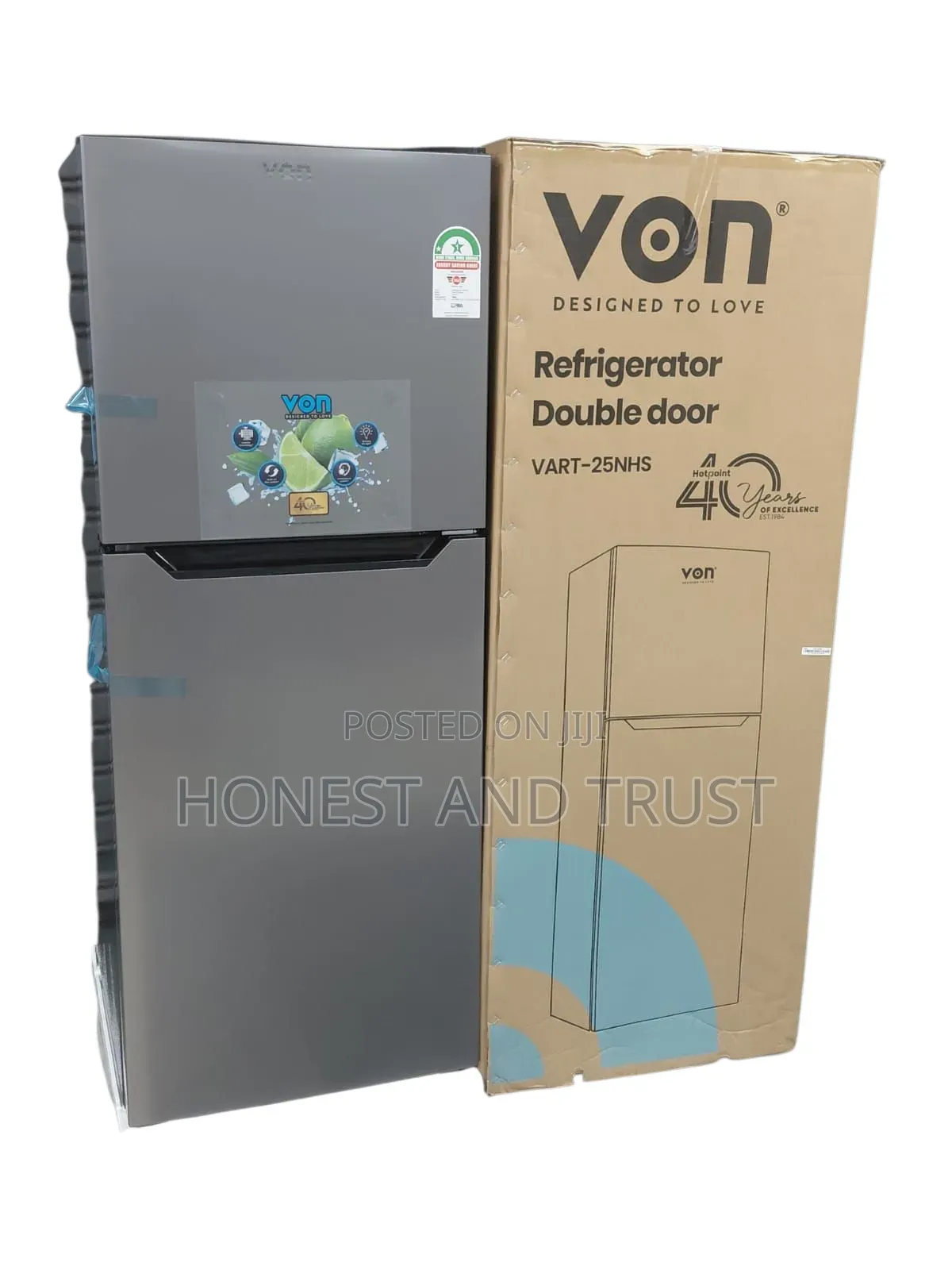 Von 220litres Double Door Fridge (Vart-25nhs)