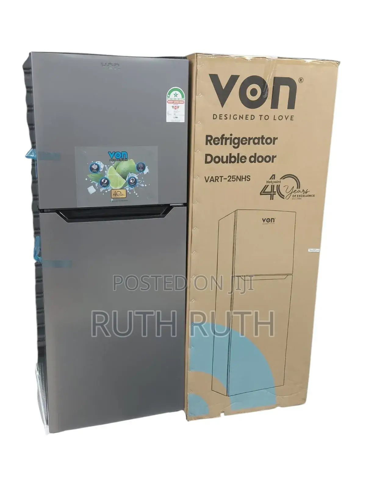 Von 220litres Double Door Fridge (Vart-25nhs)
