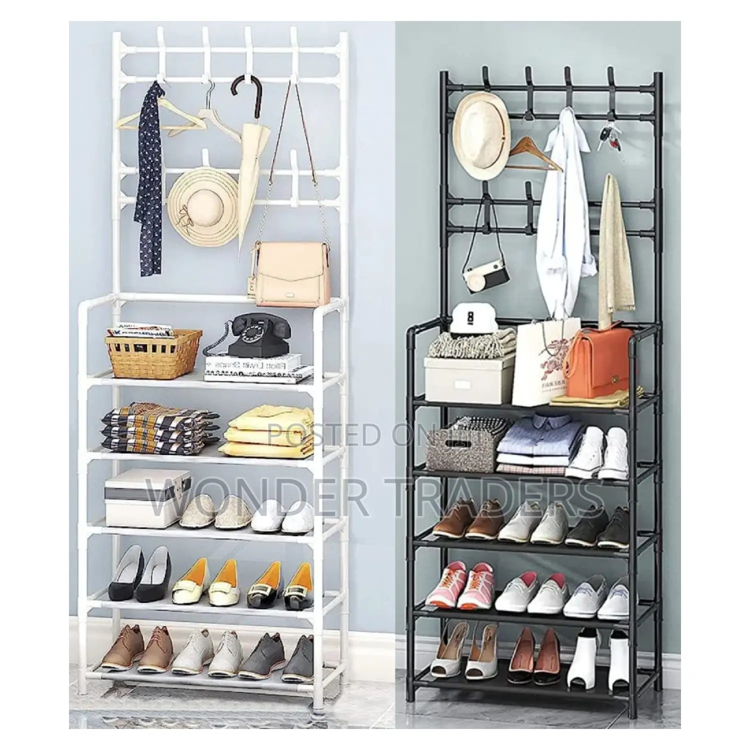 All-in-1 Shoe Rack/Coat Rack/Cap Scarf Bag Cloths Hanger