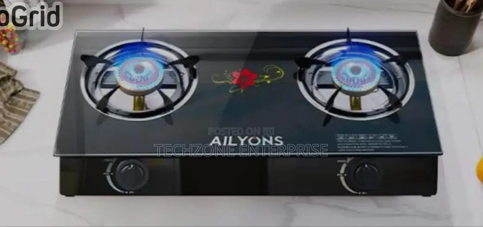 Ailyons (Gs014-2) 2 Burner Glass Table Top Cooker - Black