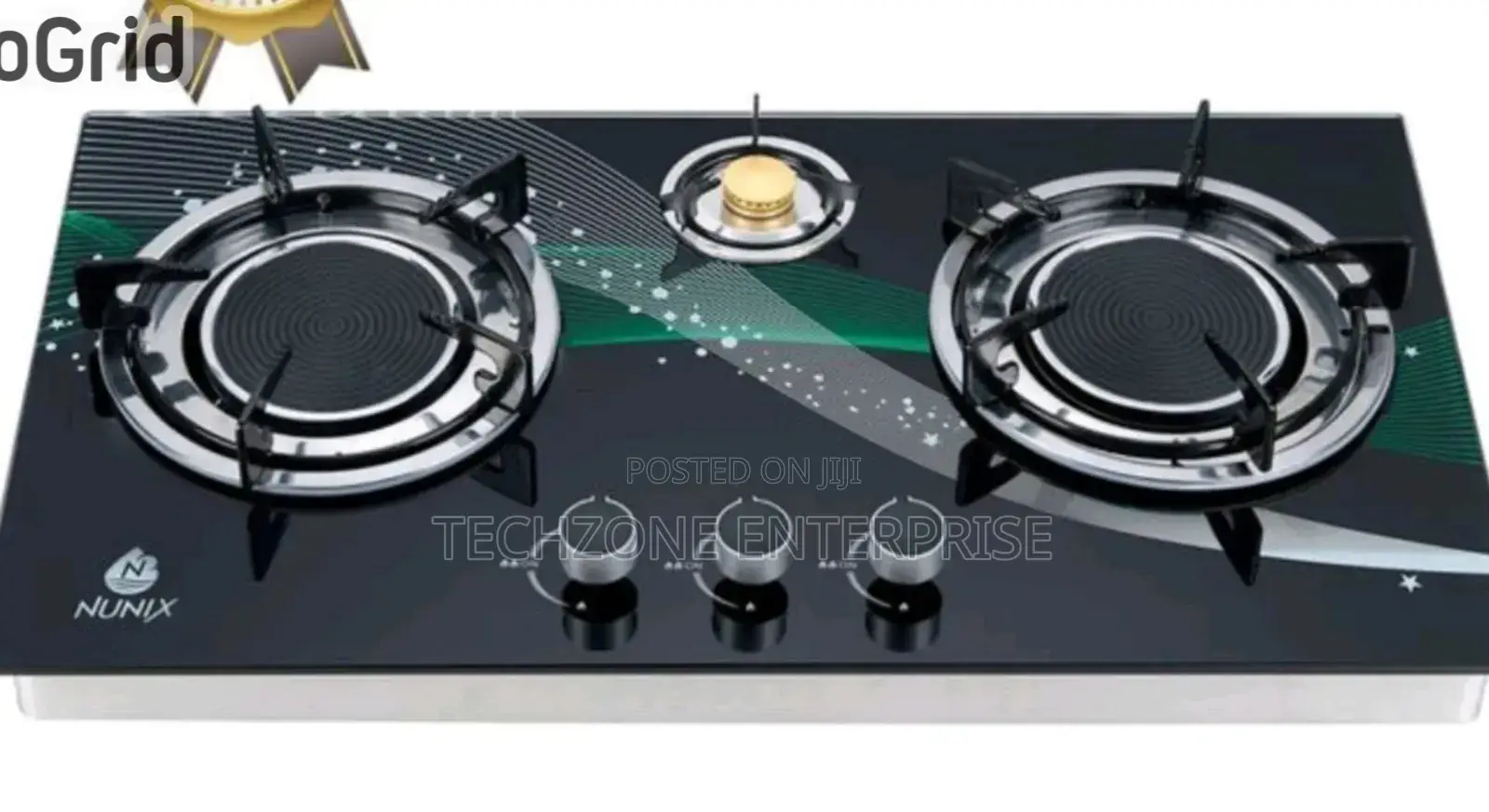 Nunix Gp-007 Infrared 3 Burner Glass Table Top Gas Cooker