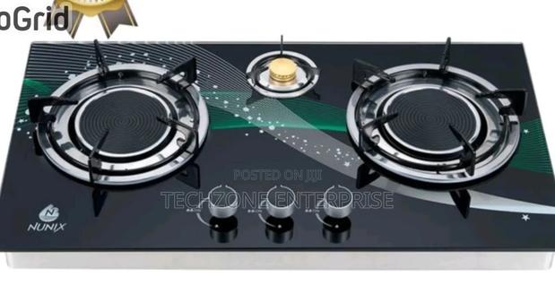 Nunix Gp-007 Infrared 3 Burner Glass Table Top Gas Cooker