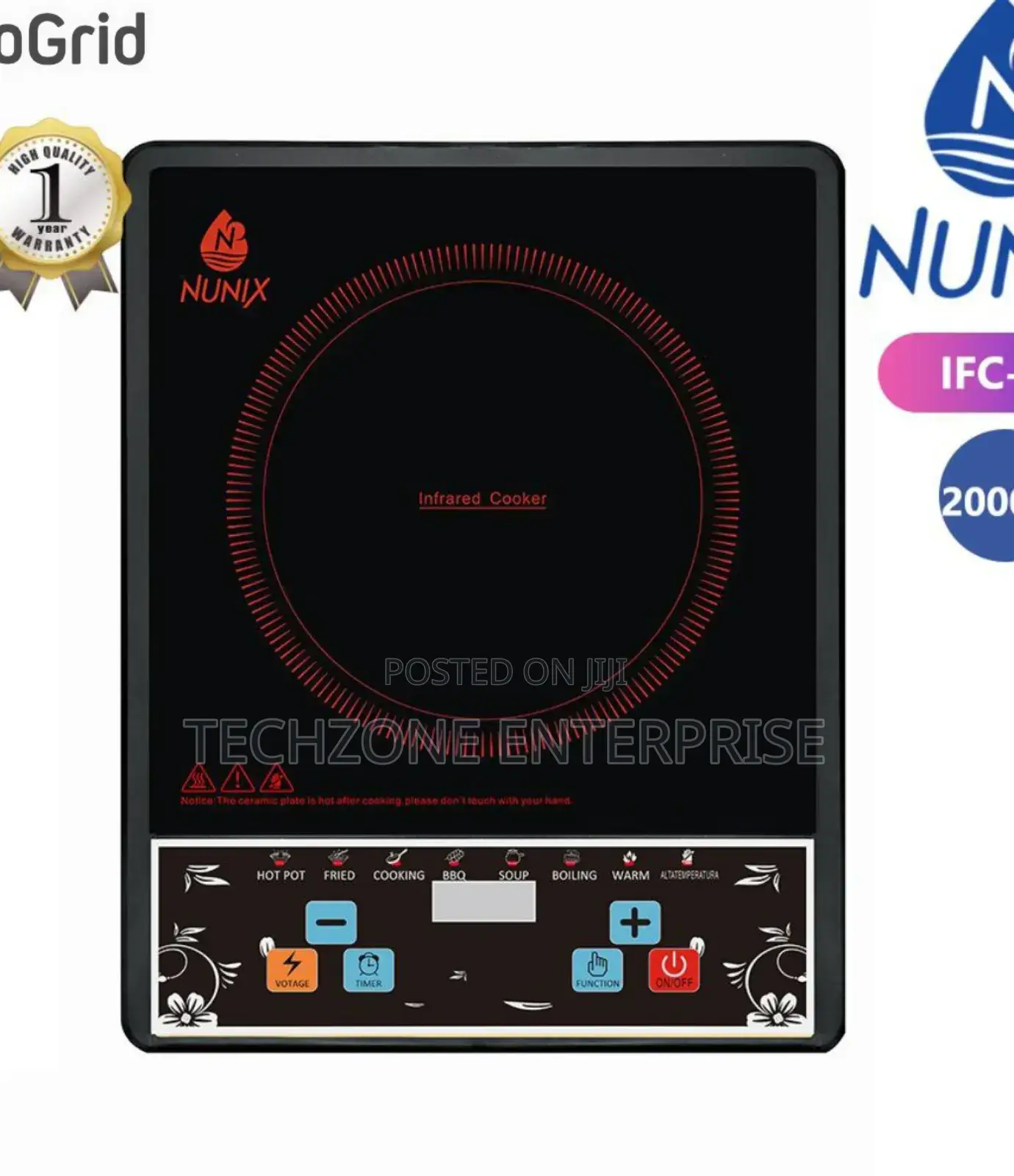 Nunix if-01 Single Infrared Radiant Cookers With 2000 Watts,
