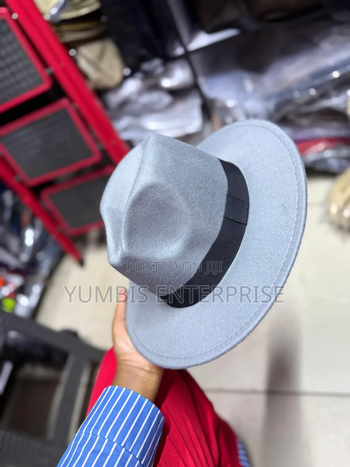 Grey Wide Brim Unisex Fedora Hat