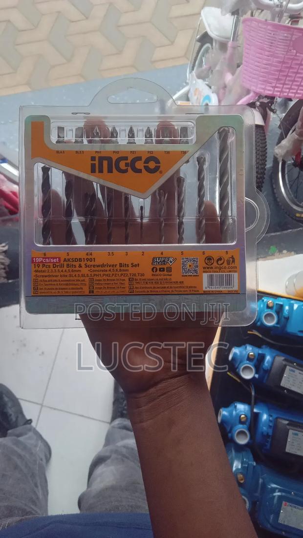 Ingco Aksdb1901 19 Pcs Drill Bits And Screwdriver Bits Set.