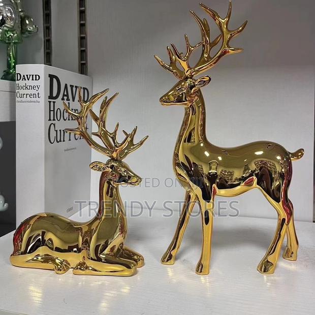 Golden Deer Resin Sculpture - main view