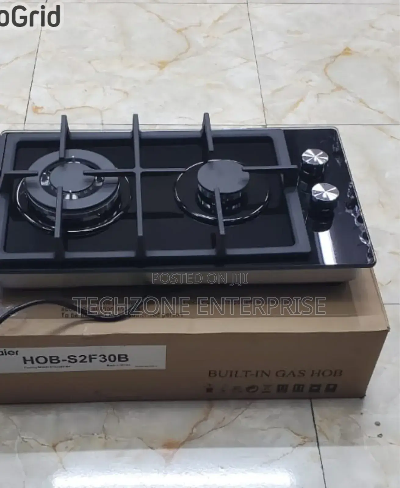 Haier 2 Burners With Wok Burner Built-in Cooker Black Glass,