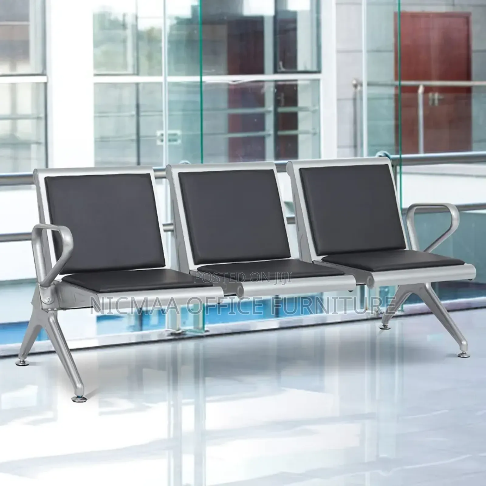 Heavy Duty Steel 3-Link Office Waiting Bench