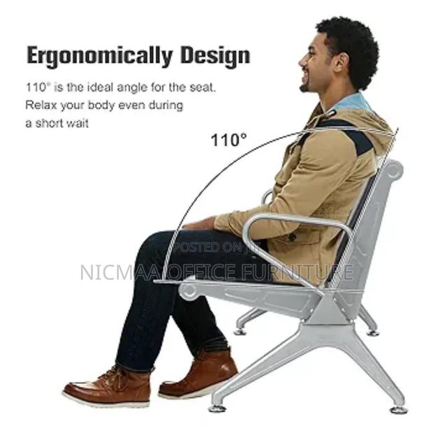 Heavy Duty Steel 3-Link Office Waiting Bench - thumbnail 4