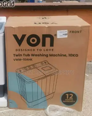 Von (Vwm-10ahk)10kg Twin Tub Washing Machine - White ,