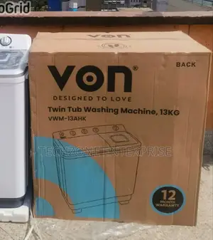 Von (Vwm-13ahk) Twin Tub Washing Machine, White - 13kg 