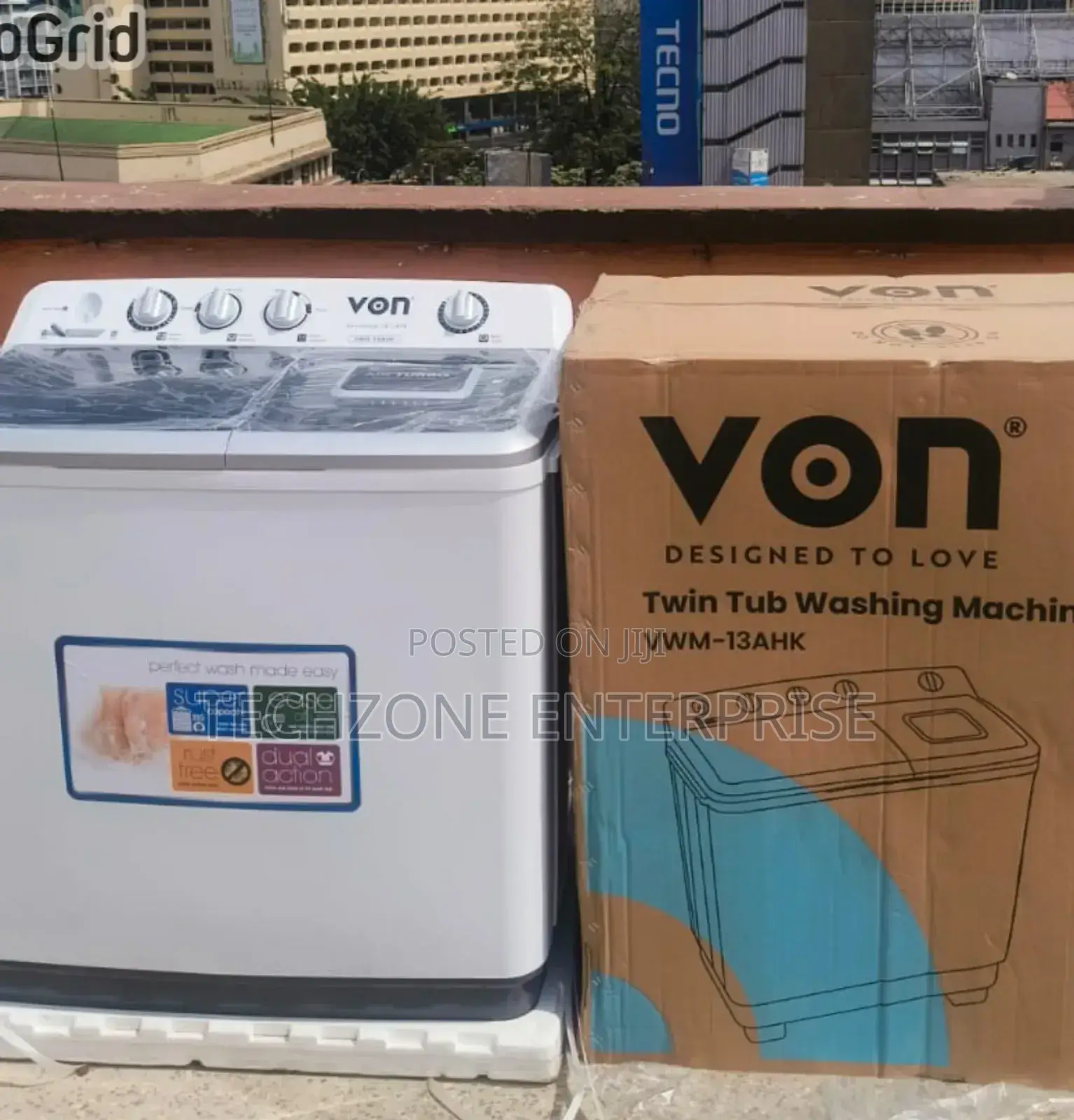 Von VWM-13ahk Wash and Spin Twin Tub Washing Machine, White,