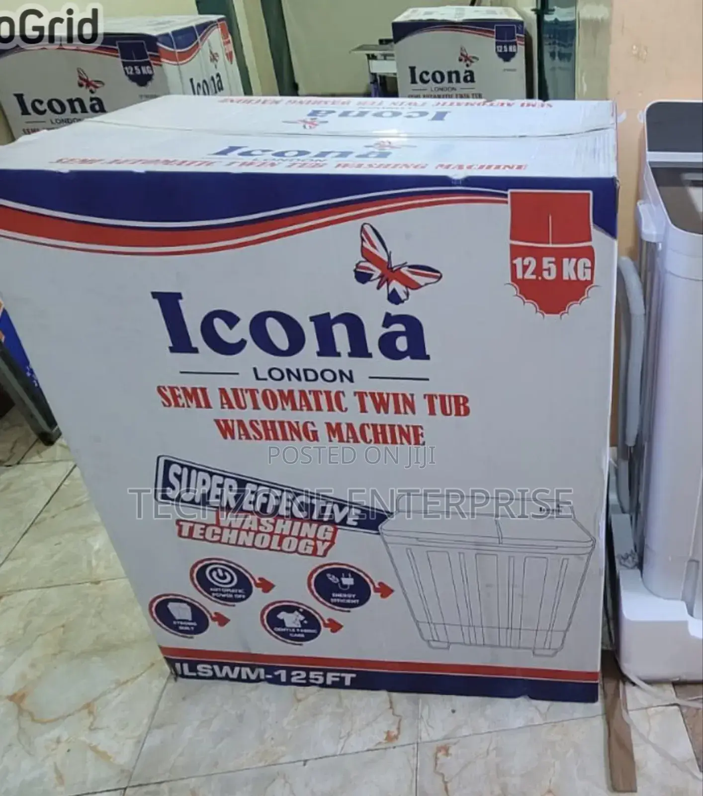 Icona 12.5kgs Twin Tub Washing Machine - White 
