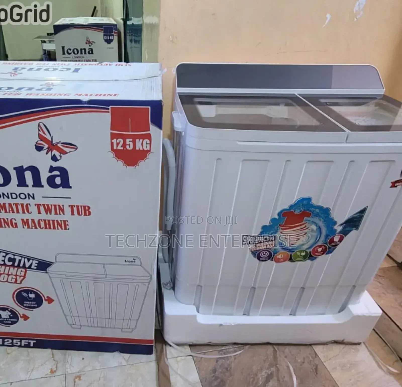 Icona (Ilswm-125ft) 12.5kgs Twin Tub Washing Machine -White,