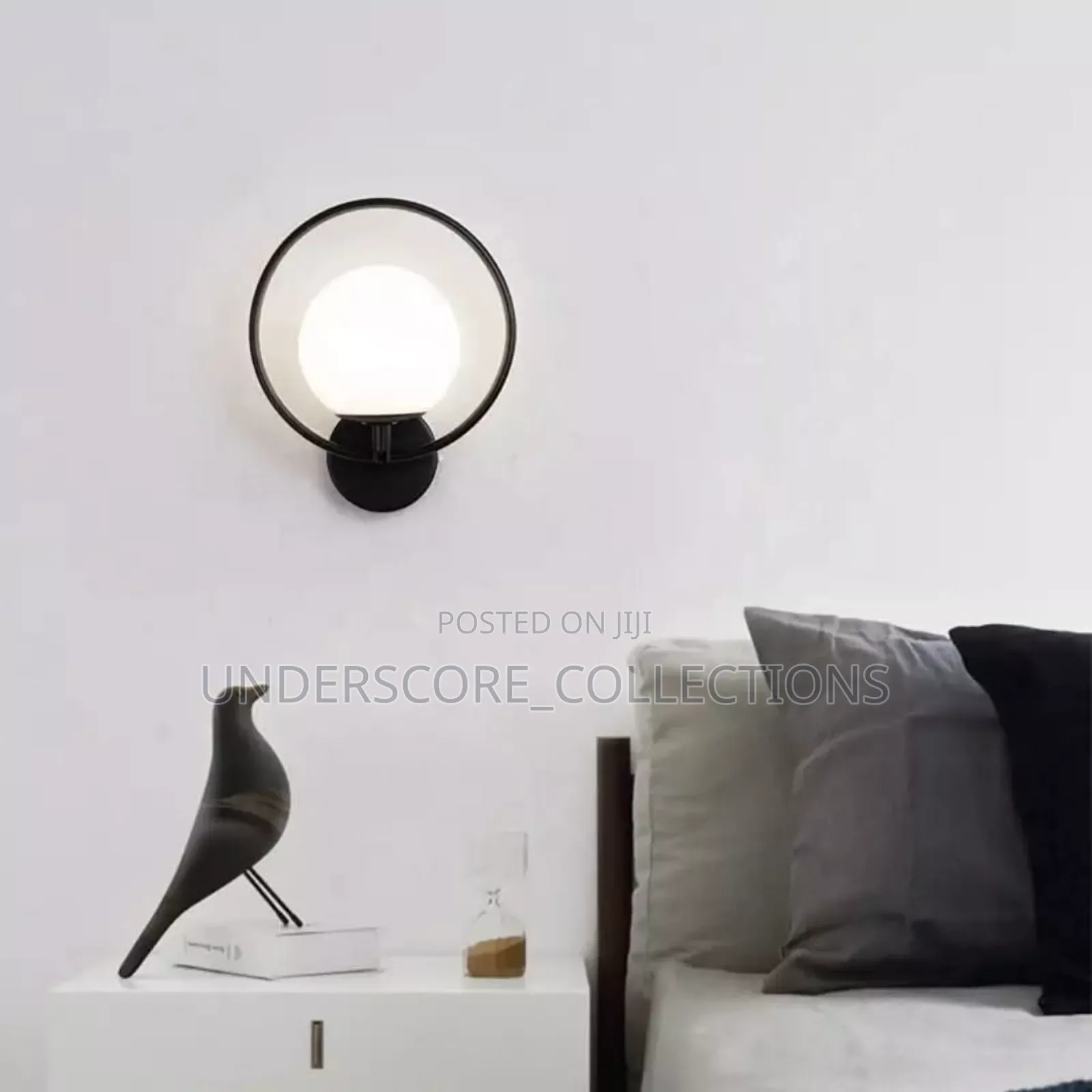 Black Ring and White Bulbs Wall Lights