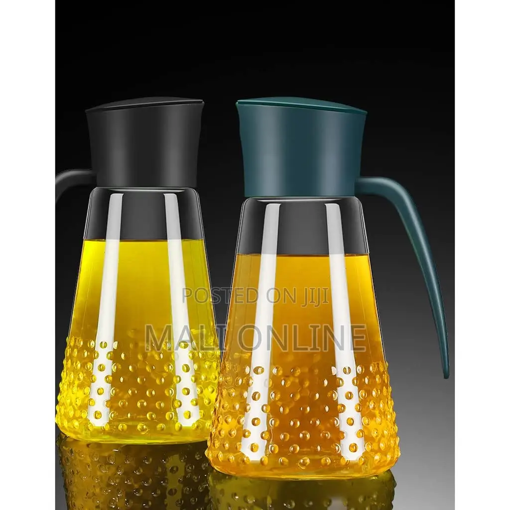 630ml Glass Oil Dispenser Bottle With Handle Auto-flip Spout