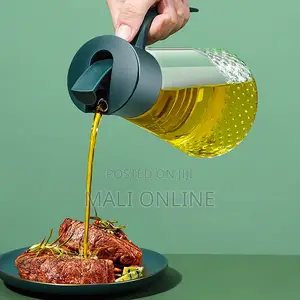 630ml Glass Oil Dispenser Bottle With Handle Auto-flip Spout