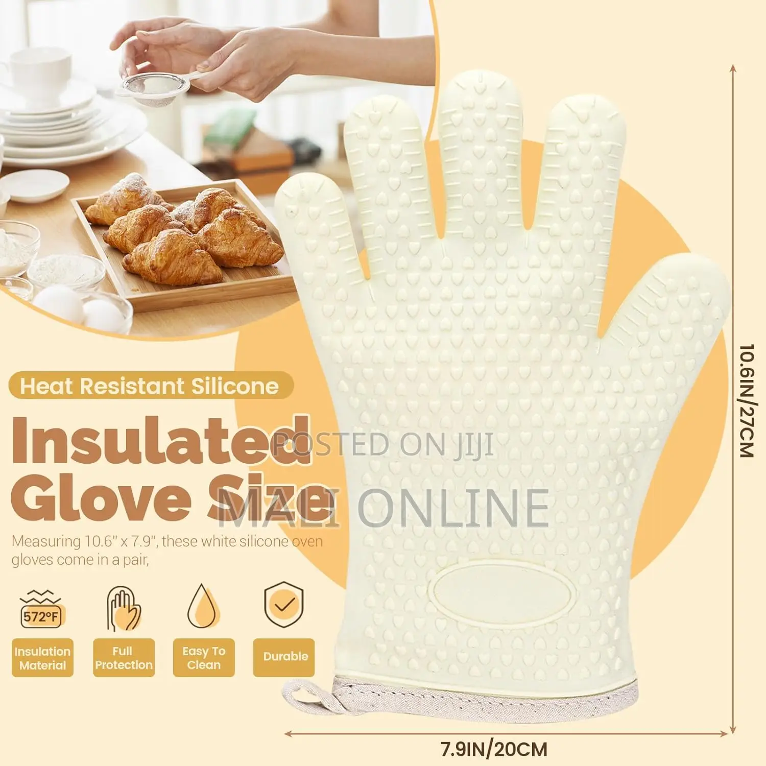 Heat-resistant Silicone Oven Glove Waterproof Anti-slip