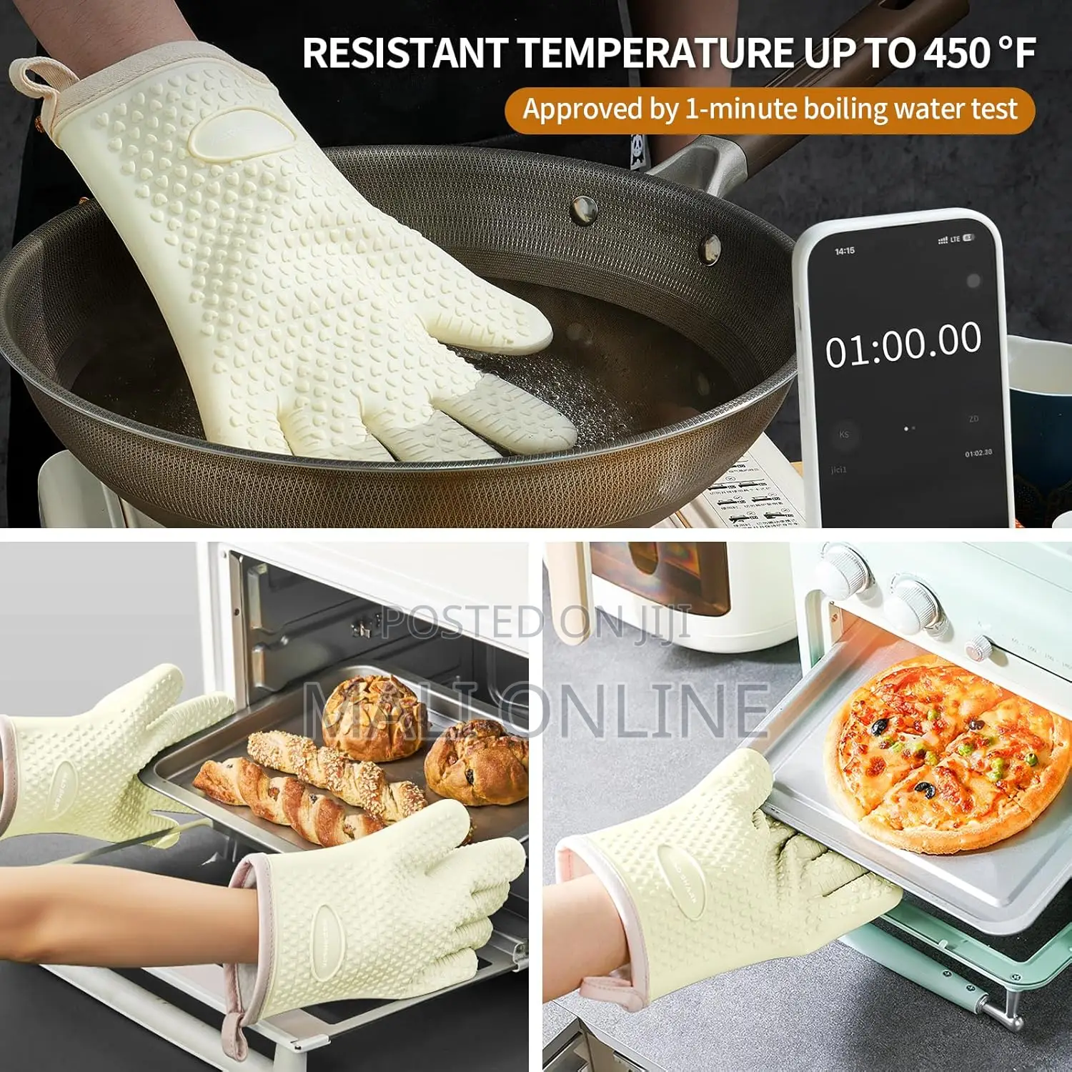 Heat-resistant Silicone Oven Glove Waterproof Anti-slip