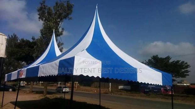 Glossy Blue and White Tent