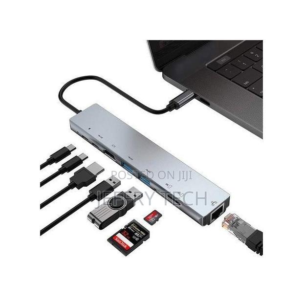 Adapter 8 in 1 Usb C Hub Multi-Port Type C Adapter With H - thumbnail 2