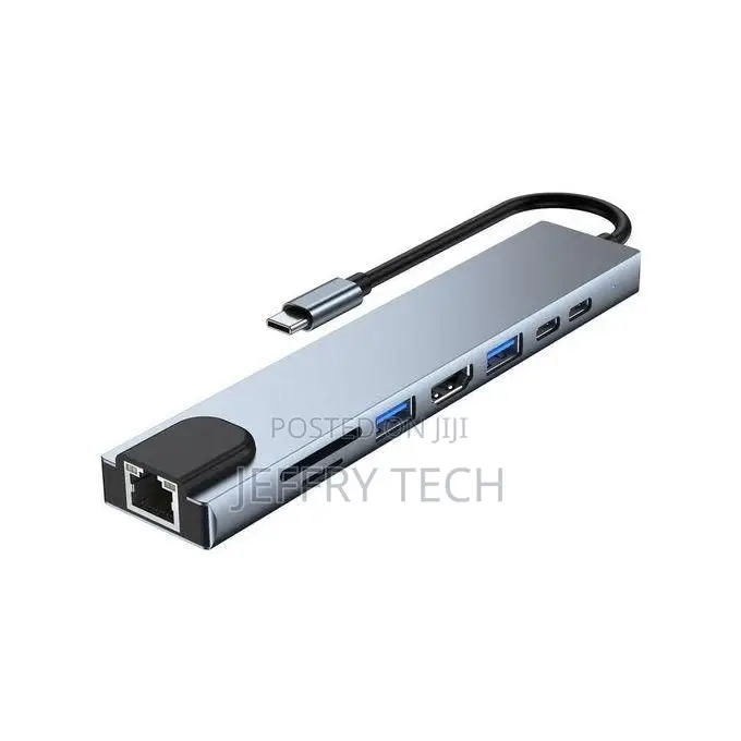 Adapter 8 in 1 Usb C Hub Multi-Port Type C Adapter With H