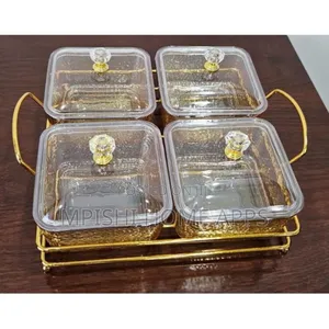 4pcs Glass Golden Sugar Dish Set