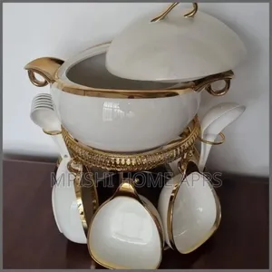 16pc Ceramic Soup Set on Golden Stand (4 Colours)