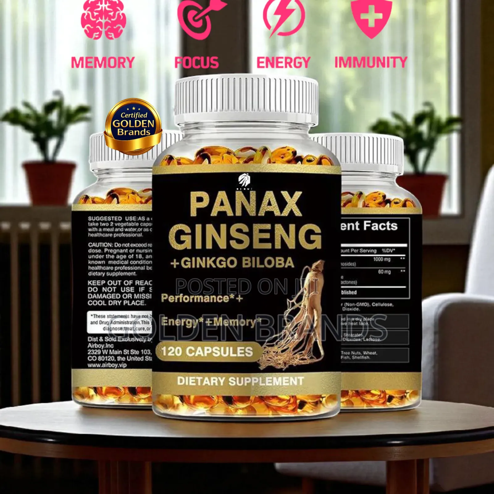 Gingko Biloba + Panax Ginseng, Stamina, Power Energy-120 PCS