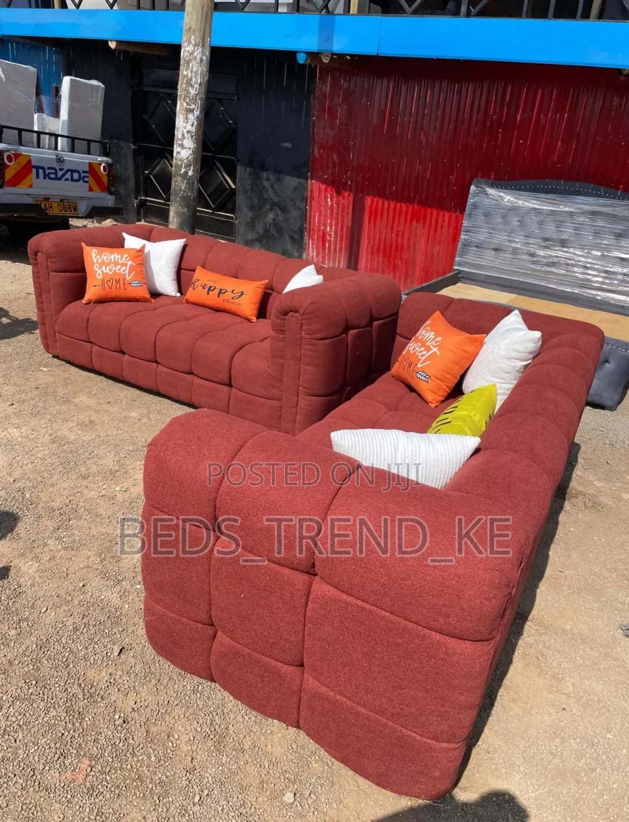 Brown 5 Seater Bubble Sofa