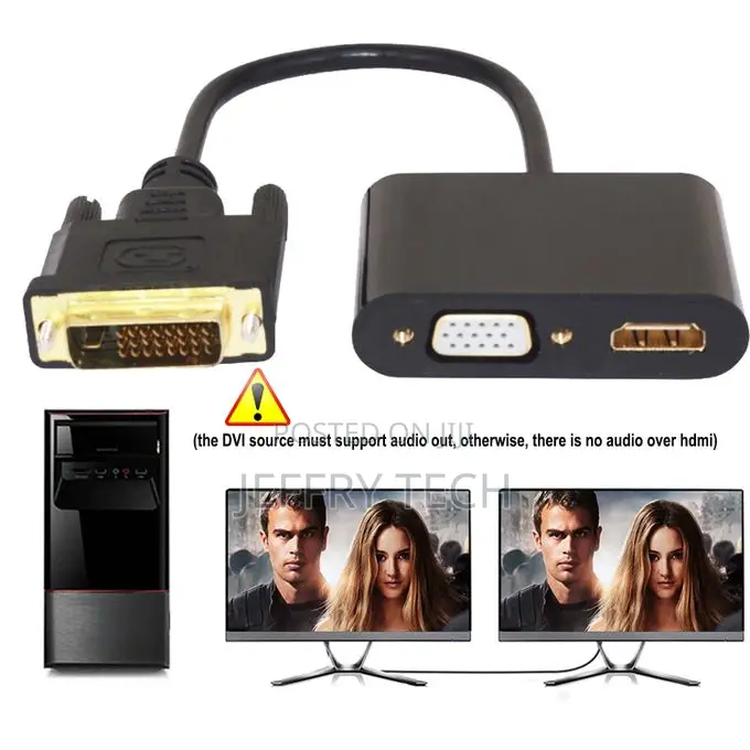 Active Dvi to Hdmi-Compatible Vga Av Splitter Cable 1080p 2-