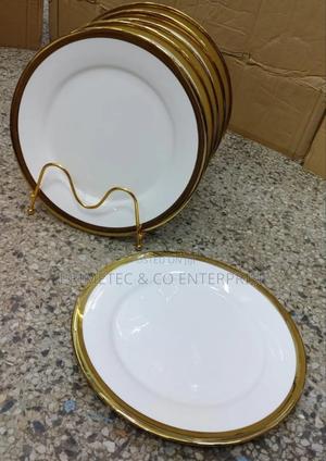 White Dinner Plates With Gold Rim 6 Pieces - thumbnail 2