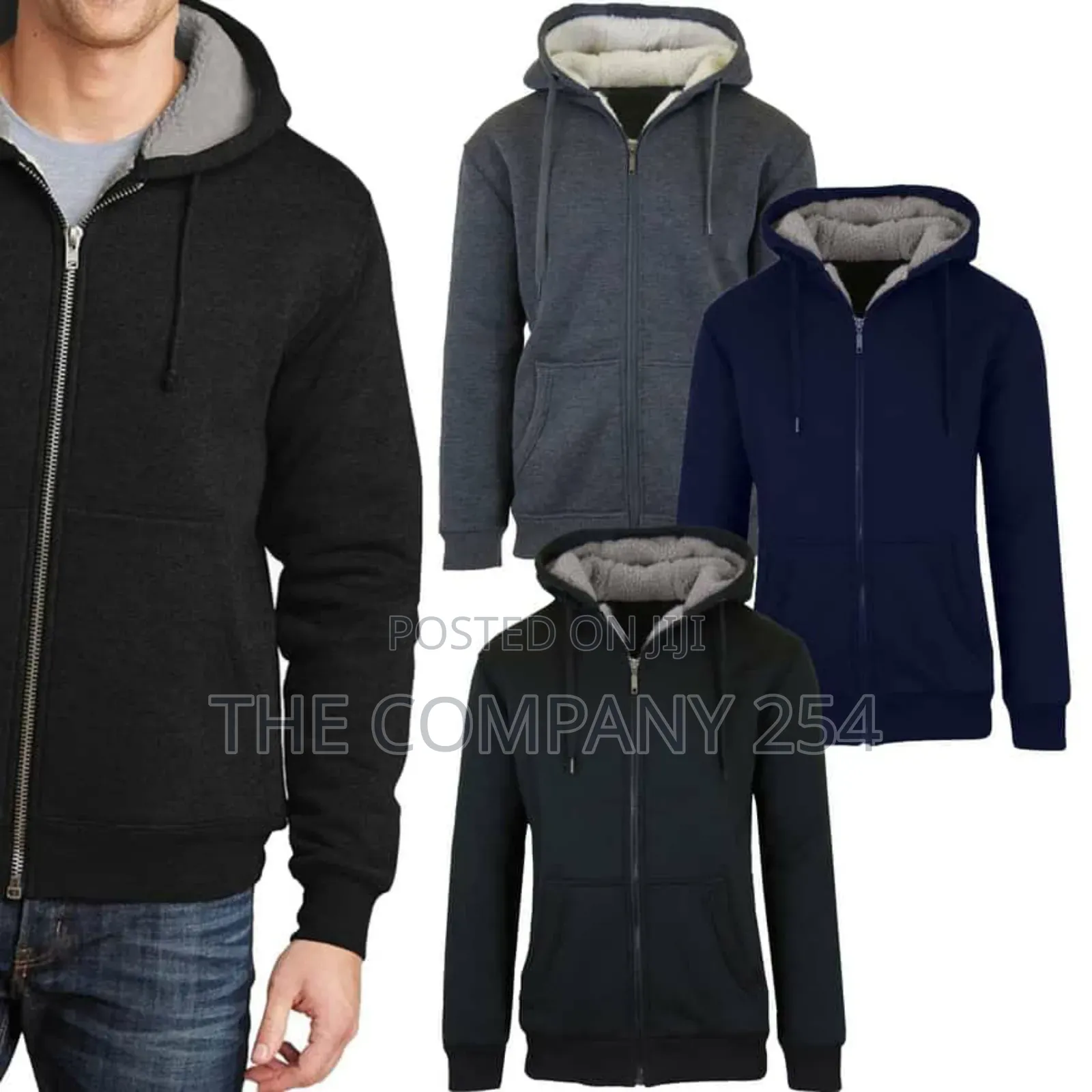 Quality Casual Fur Made Zipper Plain Hoodies Sweater