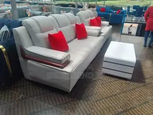 White 5 Seater Modern Semi Recliner Sofa