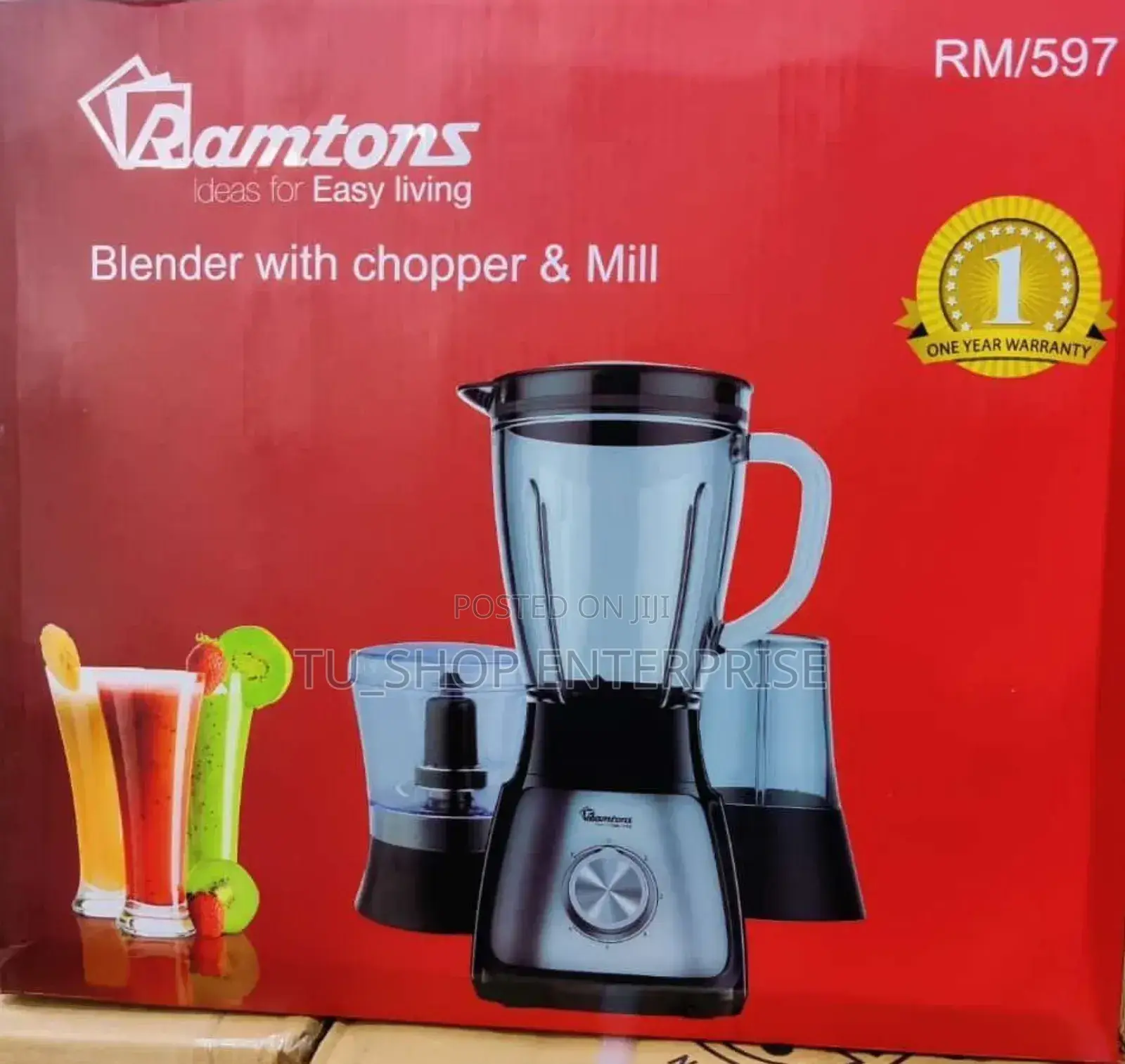 Blender Ramtons 3in1 Blender, Chopper and Grinder Stainl