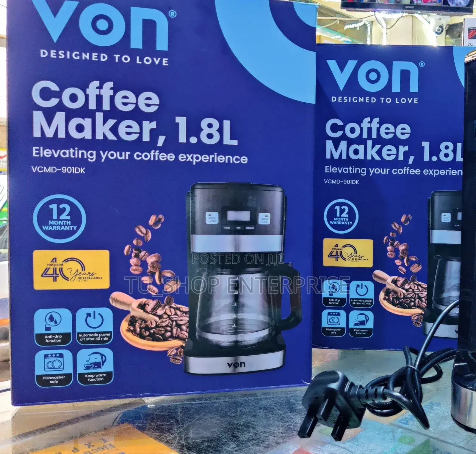 *Von Coffee Maker Digital,Black VCMD-901dk