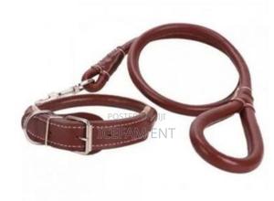 Complete Set Grip Rolled Up Leather Dog Collar And Leash - thumbnail 2