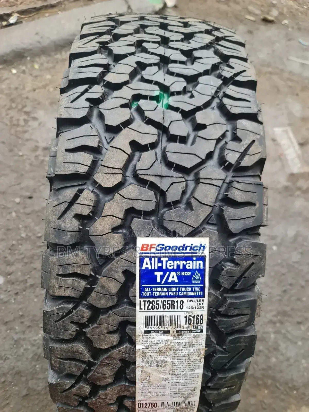 285 /65 R18 Bf Goodrich Tyres (All Terrrain)