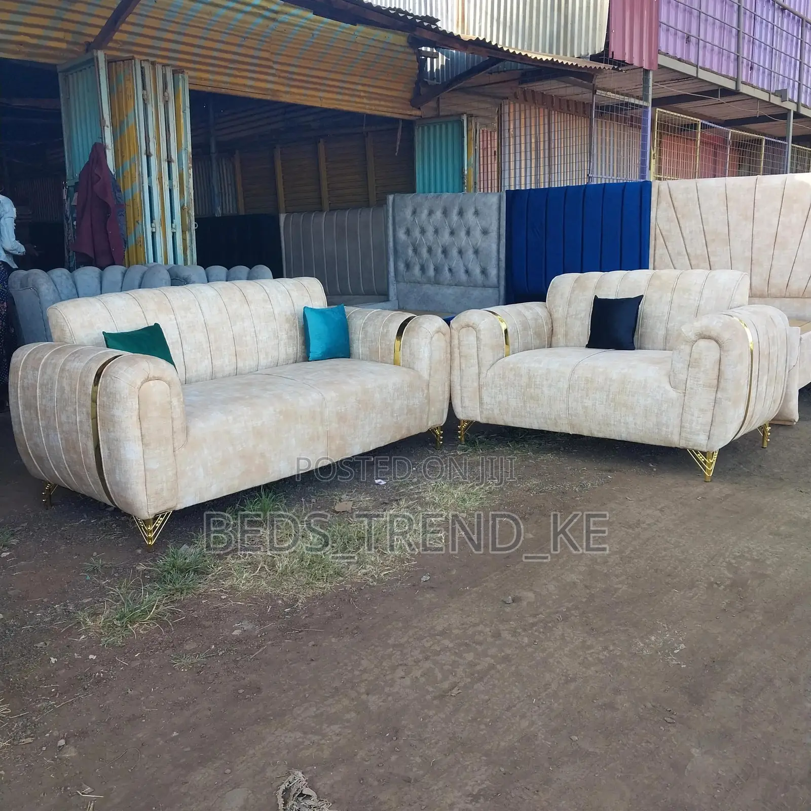 Gray 5 Seater Sofa Set 3,2