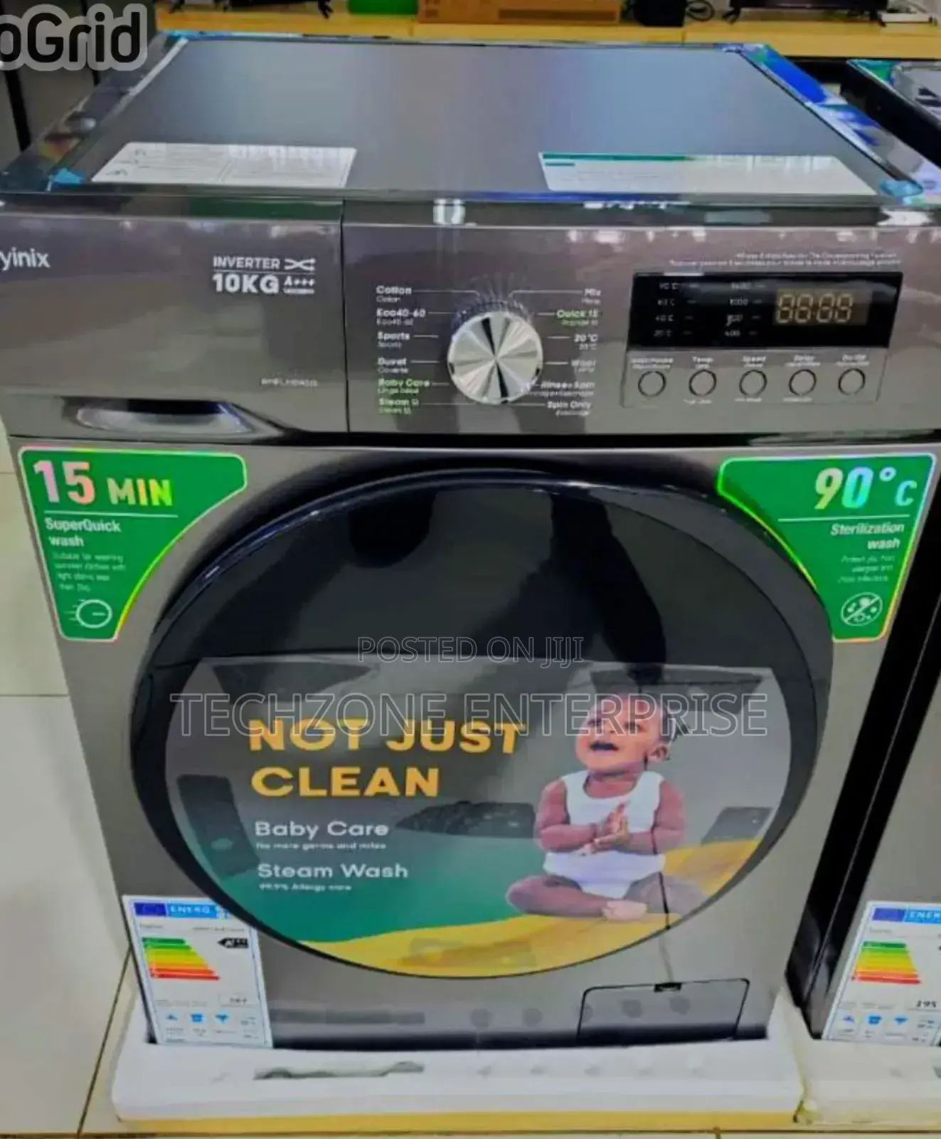 Syinix 10kg Front Load Washing Machines, Grey