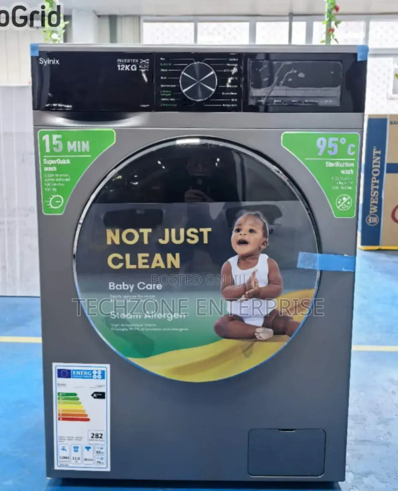 Syinix 8kg Front-Load Automatic Washing Machine - Grey