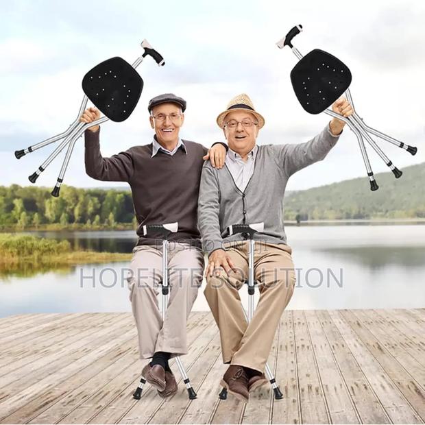 2 in 1 Elderly Walking Stick Cum Stool - main view