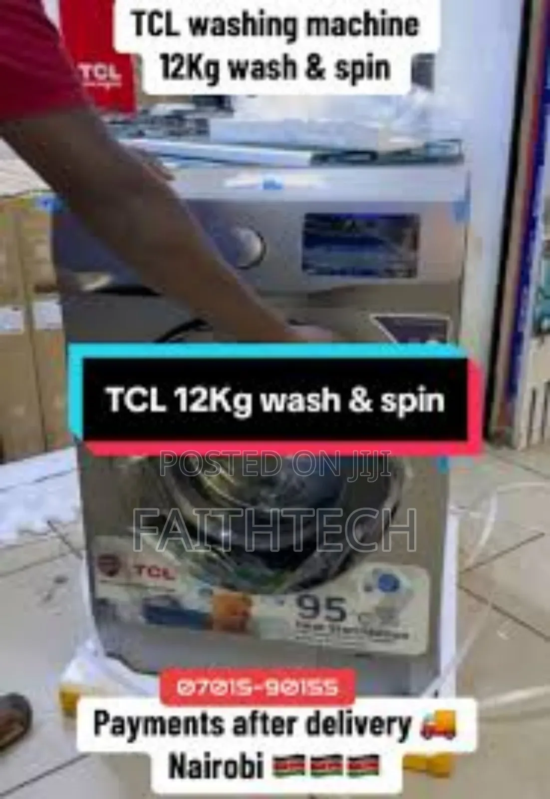 12kg TCL Front Load Wash and Spin Washing Machine