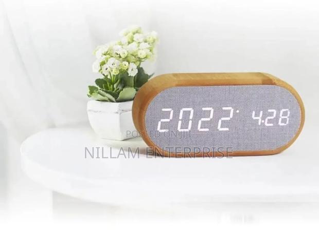 Wooden Digital Alarm Clock With Wireless Charging Display - thumbnail 3