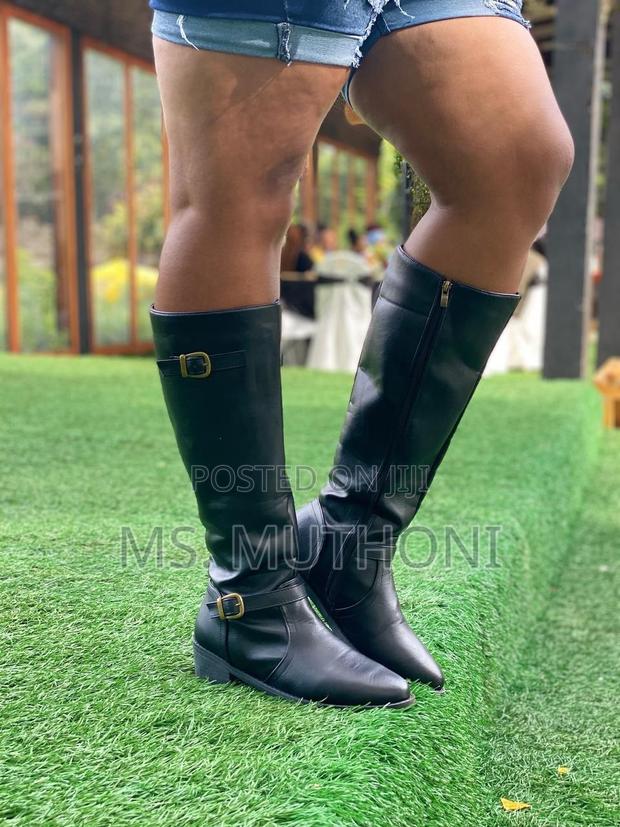 Ladies Backle Knee Length Low Heel Boots - thumbnail 2