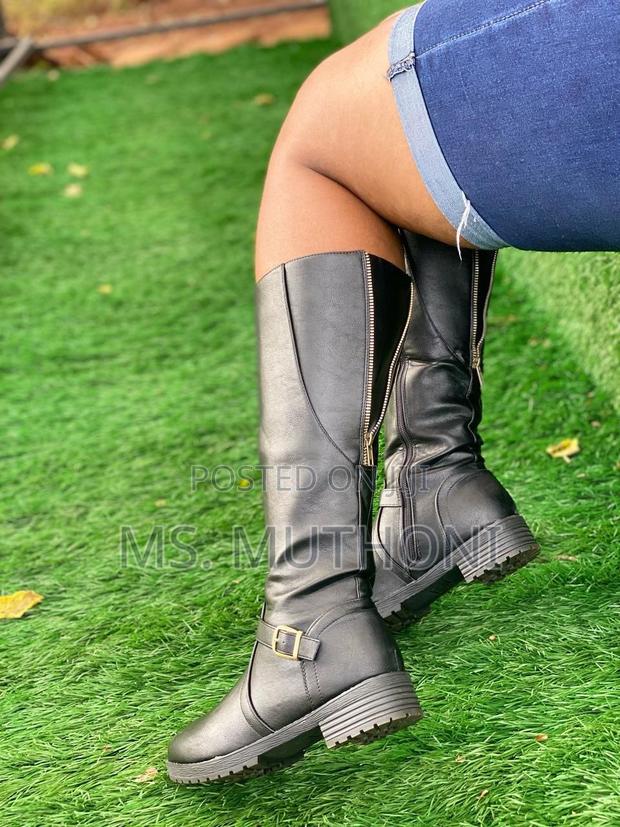 Ladies Backle Knee Length Low Heel Boots - main view