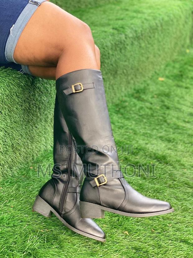 Ladies Backle Knee Length Low Heel Boots - thumbnail 3